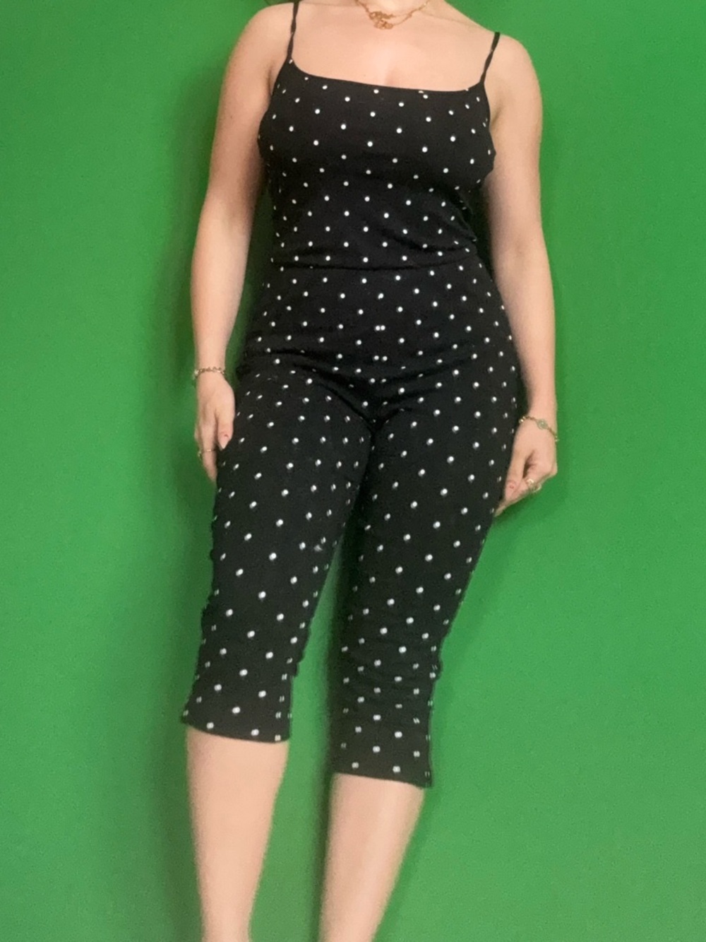 Brand new Women’s Black Polka Dot Capri Jumpsuit